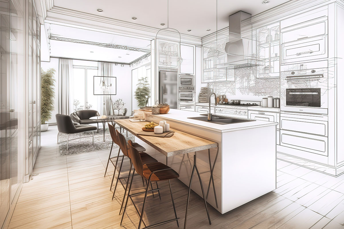 Stylish kitchen interior with modern furniture  Generative AI